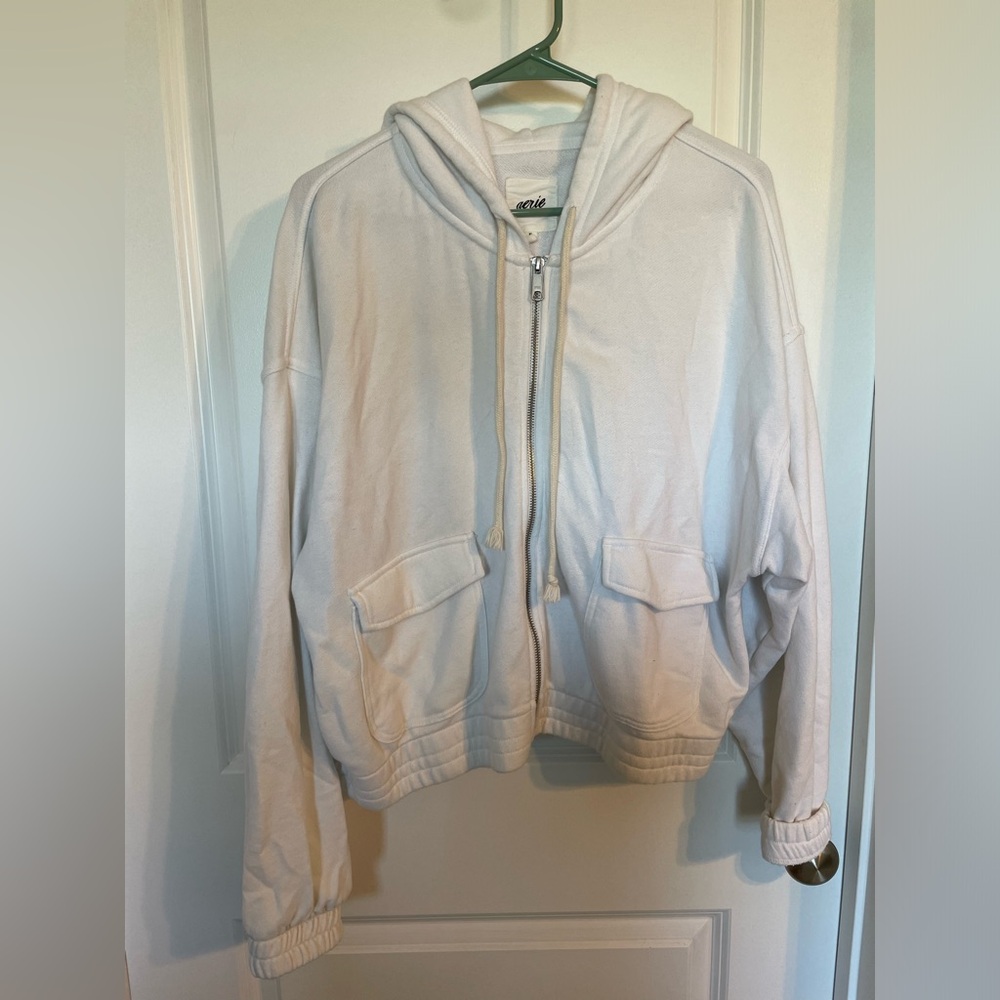 Aerie cropped white hoodie with cargo pockets size XL